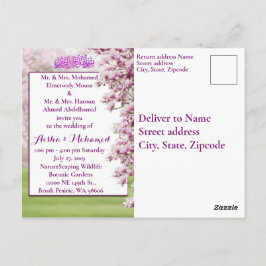 ガーデンカラフルイスラムスリム結婚式招待状 ポストカード
