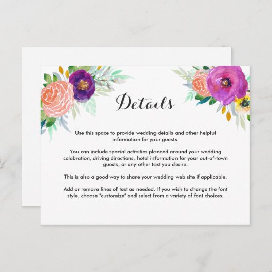 ガーデンカラフルウォーターカラーフローラ結婚の詳細 ポストカード (正面/裏面)