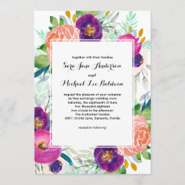 ガーデンカラフルウォーターカラーフローラ結婚ズ 招待状