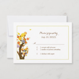 ガーデンカラフルツリーウェディングRSVPカード 出欠カード