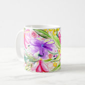 ガーデンカラフルフラワーウォーター絵画カラー コーヒーマグカップ (正面左)