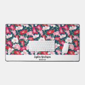 ガーデンカラフルフラワーカスタム文字かわいいフローラ デスクマット (キーボード&マウス)