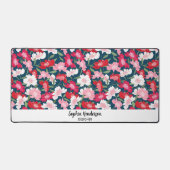 ガーデンカラフルフラワーカスタム文字かわいいフローラ デスクマット (正面)