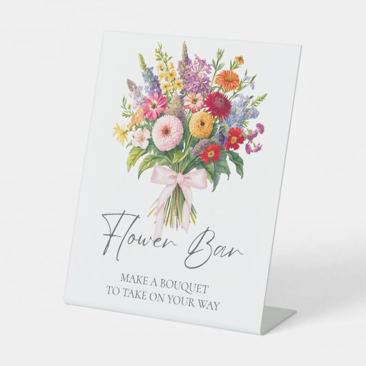 ガーデンカラフルフラワーピンク弓メイクブーケバー 台座サイン (正面)