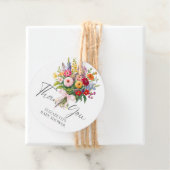 ガーデンカラフルフラワーブーケピンクボウありがとう フェイバータグ (インサイチュ)