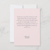 ガーデンカラフルフラワーブーケピンクボウスクリプト サンキューカード (裏面)