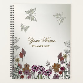 ガーデンカラフルフラワー蝶自然素朴 プランナー手帳