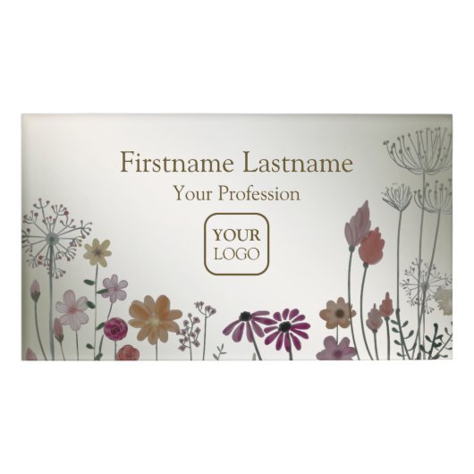 ガーデンカラフルフラワー蝶自然素朴 名札 (正面)