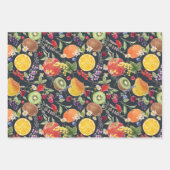 ガーデンカラフルフルーツとハーブコラージュ ラッピングペーパーシート (正面2)