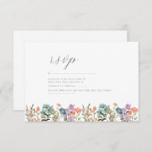 ガーデンカラフルブラス水彩野花結婚の 出欠カード (正面/裏面)