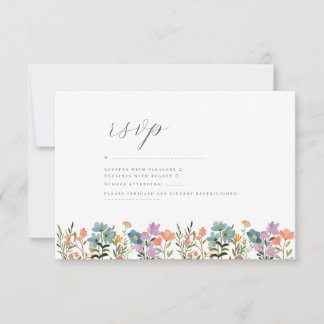 ガーデンカラフルブラス水彩野花結婚の 出欠カード