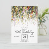 ガーデンカラフルワイルドフラワーズ40歳の誕生日 招待状 (スタンド正面)