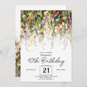ガーデンカラフルワイルドフラワーズ40歳の誕生日 招待状 (正面/裏面)