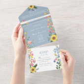 ガーデンカラフルワイルドフラワー結婚ズ オールインワン招待状 (貼ってはがせる)