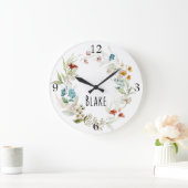 ガーデンカラフル子供部屋オランダアートフローラ10.75-in ラージ壁時計 (ホーム)