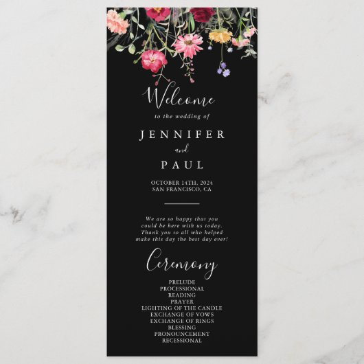 ガーデンカラー数々のワイルドフラワー結婚式 プログラム (正面)