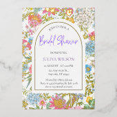 ガーデンガーリーフラワーブライダルシャワー 箔招待状 (正面)