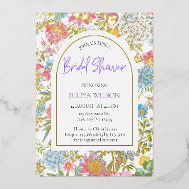 ガーデンガーリーフラワーブライダルシャワー 箔招待状