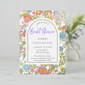 ガーデンガーリーフラワーブライダルシャワー 箔招待状 (立ち正面)