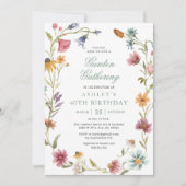 ガーデンギャザリングパーティーワイルドフラワー誕生日 招待状 (正面)