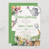 ガーデンギャザリングパーティー春ベビーシャワー 招待状 (正面/裏面)