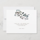 ガーデンクレストブルーフローラブライデスメイドメイド・オブ・オーナー（花嫁付き添い人） 招待状 (裏面)