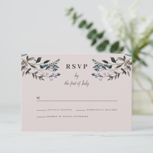 ガーデンクレストメイブパープルフローラ結婚応答 出欠カード (スタンド正面)