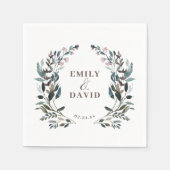 ガーデンクレスト結婚フローラの名前と日付 スタンダードカクテルナプキン (正面)