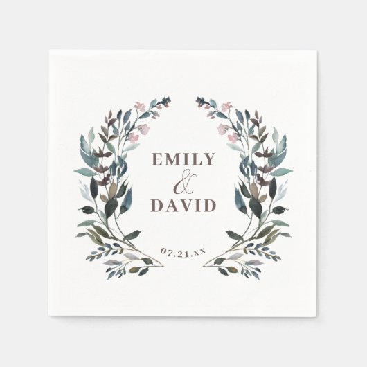ガーデンクレスト結婚フローラの名前と日付 スタンダードカクテルナプキン (正面)