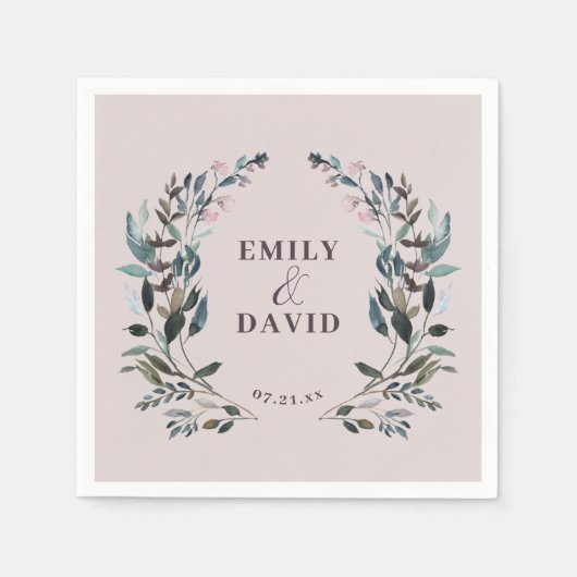 ガーデンクレスト結婚フローラズメイブパープル スタンダードカクテルナプキン (正面)