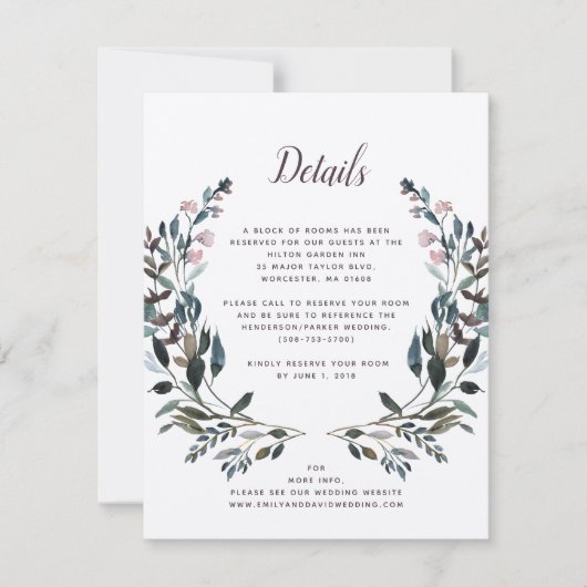 ガーデンクレスト |クラフト素朴のホ結婚テル詳細 出欠カード (正面)