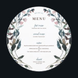 ガーデンクレスト |ホワイトブルーのフローラ結婚のメニュー メニュー<br><div class="desc">ブルーとピエレガントンクのユ色彩の鮮やかーで水色の花模様を取り入れたシックでシックなメニューで、背面に合わせ来たフローラルパターンを採用。提供されたテンプレートを使用して独自の文字でカスタマイズする。背景の色は白に設定され、私たちの"ガーデンクレスト"のコレクションと座標結婚を調整する。しかし感じ、あなたのテーマと一致させるために新しい塗り色を自由に選結婚択する。クリック「」ボタカスタマイズンは、必要に応じてフォントのサイズを増減したり、多かれ少なかれアイテムのスペースを作る。この円形のメニューは素晴らし、各ゲストのディナープレートの内側に置かれるように見える。</div>
