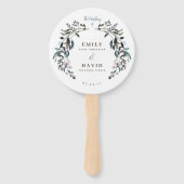 ガーデンクレスト |ホワイトブルーウェディングパーティプログラム ハンドファン (正面)