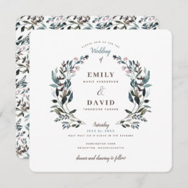 ガーデンクレスト |ホワイトブルーフローラスクエア結婚ズ 招待状
