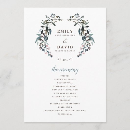 ガーデンクレスト |ホワイトブルー結婚フローラ式 プログラム (正面)