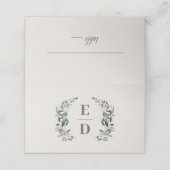 ガーデンクレスト |卵の殻 |の結婚モノグラム表 プレイスカード (外部開封)