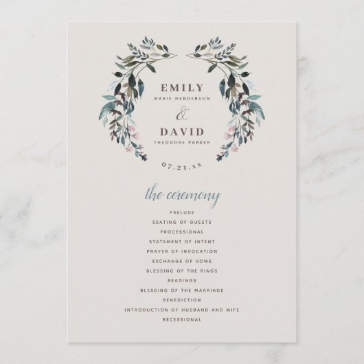 ガーデンクレスト |卵の殻 |フローラ結婚の式 プログラム (正面)