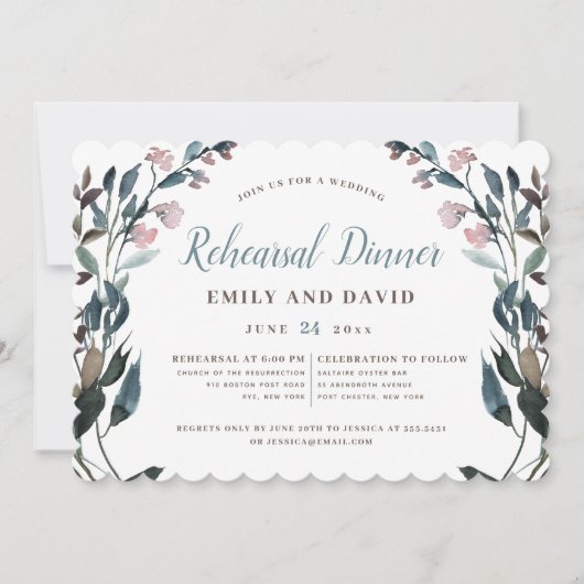 ガーデンクレスト |白ダスティブルーフローラ結婚ズ 招待状 (正面)