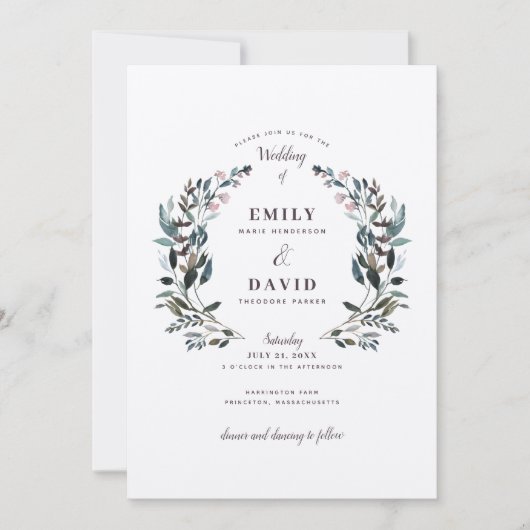 ガーデンクレスト |素朴フローラ結婚式招待状 招待状 (正面)