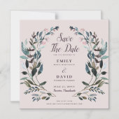 ガーデンクレスト |紫色の結婚式の日付を保存 マグネット招待状 (正面)