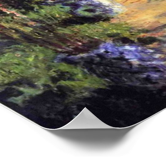 ガーデンクロードモネ夏ひまわり花 ポスター (角)