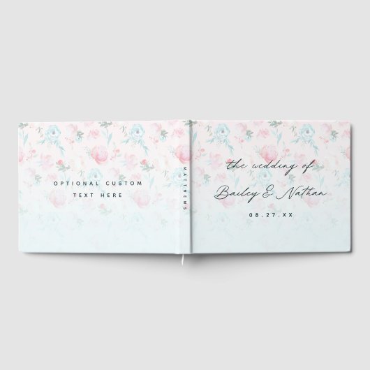 ガーデングラデーションフローラフランスのピンクピーニー結婚ズ ゲストブック (全面)