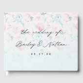 ガーデングラデーションフローラフランスのピンクピーニー結婚ズ ゲストブック (正面)