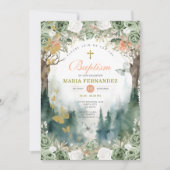 ガーデングリーナリーフラワーズバプテスマ招待状 招待状 (正面)