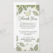 ガーデングリーンフローラバタフライ悔やみや弔慰サンキュー サンキューカード (正面/裏面)