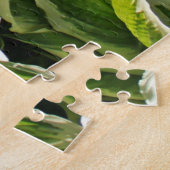 ガーデングリーンホワイトホスタプラントボタニカルプリント ジグソーパズル (側面)