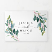 ガーデングリーン結婚ズトリフォールド招待状 三つ折り招待状 (カバー)