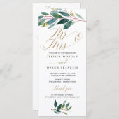 ガーデングリーン結婚式 プログラム – ミスター&ミセス (正面/裏面)