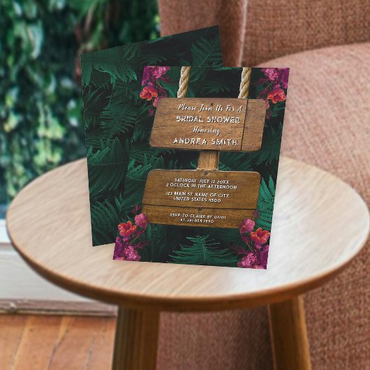 ガーデングリーン葉ファーンズ&フローラブライダルシャワー 招待状