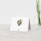 ガーデングリーン - ソフトピンクのバラの感謝 サンキューカード (裏面)